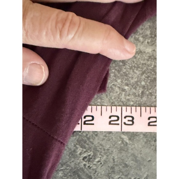 Catherines 1X Dress Womens Burgundy Lace Yoke Short Sleeve Scoop Neck Stretch - Picture 7 of 8